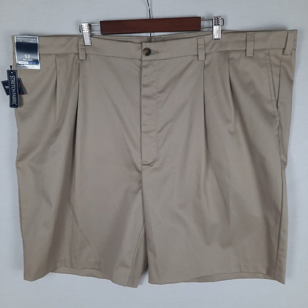 Roundtree & Yorke Travelsmart Inno-Flex Classic Fit Khaki Shorts 52 Big Man
